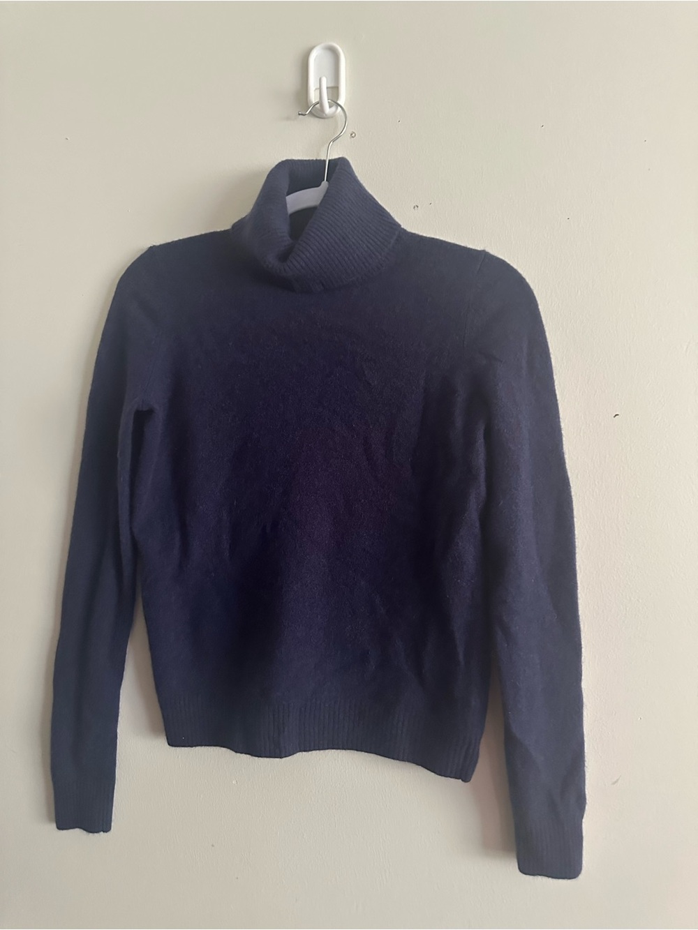 Saks Fifth Avenue Cashmere Ribbed Turtleneck Knit Pullover Sweater Navy L